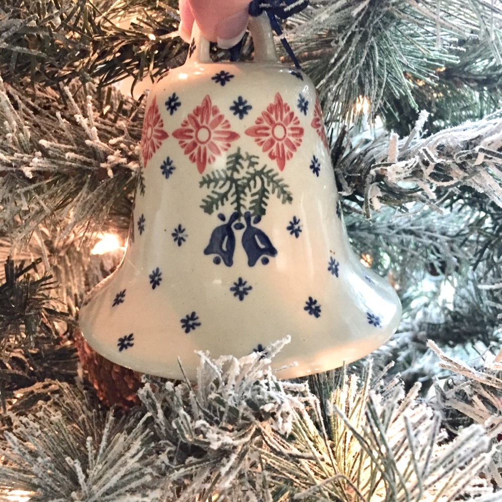 Polish pottery Christmas decor bell